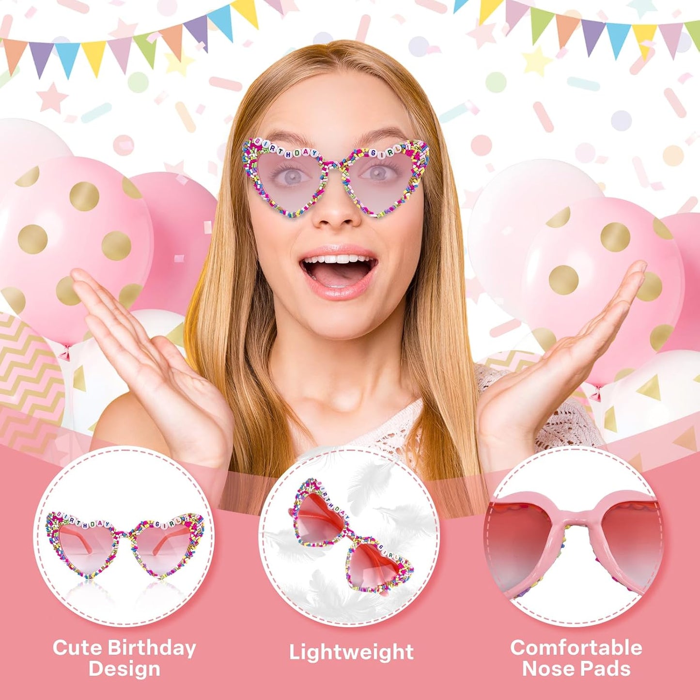 Birthday Sunglasses with Crown, Birthday Glasses Headband Tiara for Women, Gifts Accessories Decorations