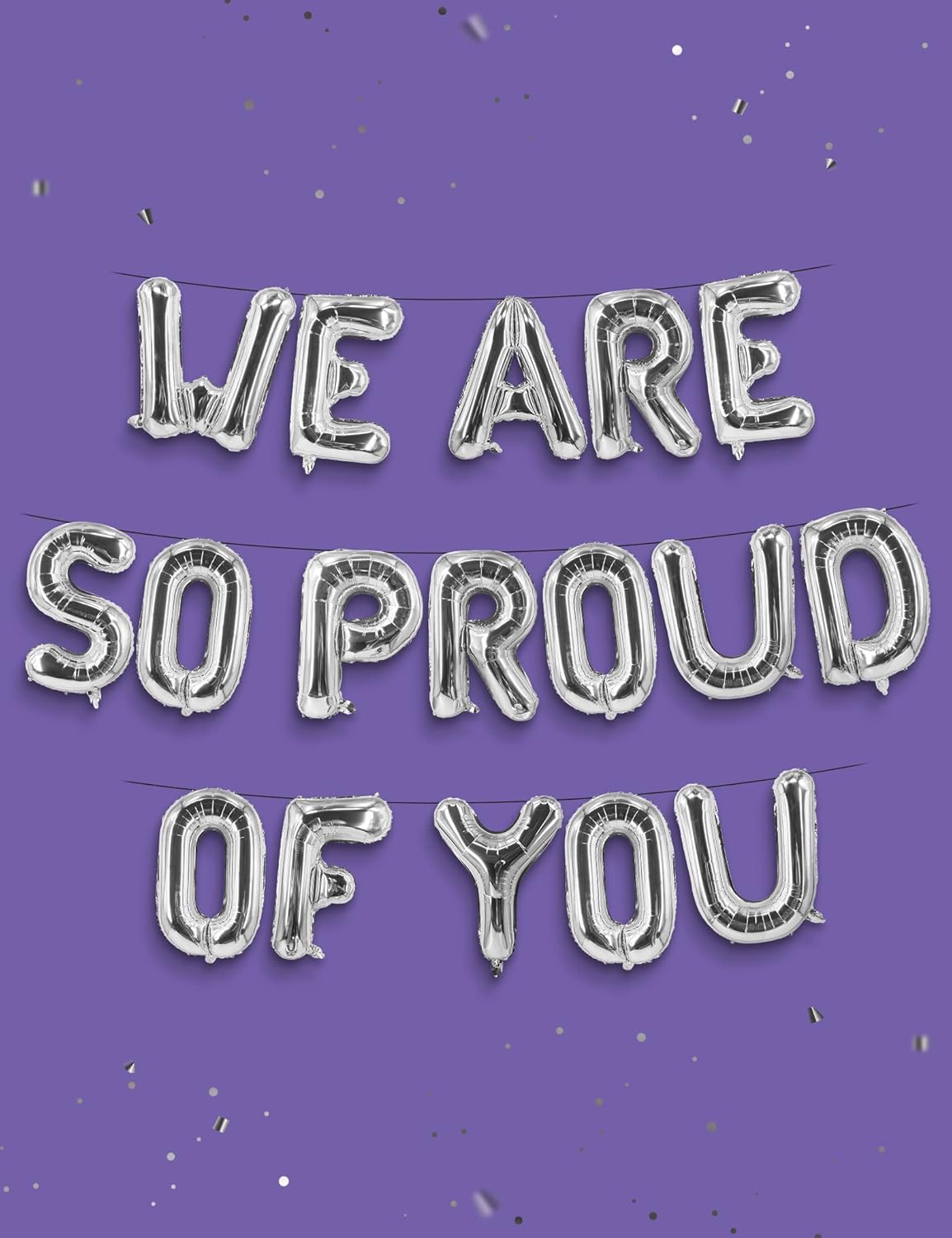 HOUSE OF PARTY We are So Proud of You Congratulations Balloon Banner- 40'' Silver Foil Balloons for Graduation Decorations 2025