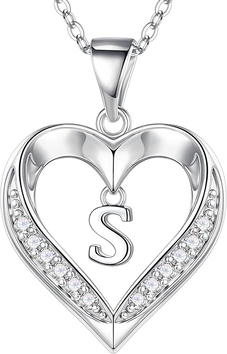 TURANDOSS Valentines Day Gifts for Kids Teen Girls - Heart Initial Necklaces, Dainty 14K Gold Plated CZ Heart Letter A-Z Pendant Necklace Trendy Jewelry Valentines Day Gifts for Wife Girlfriend