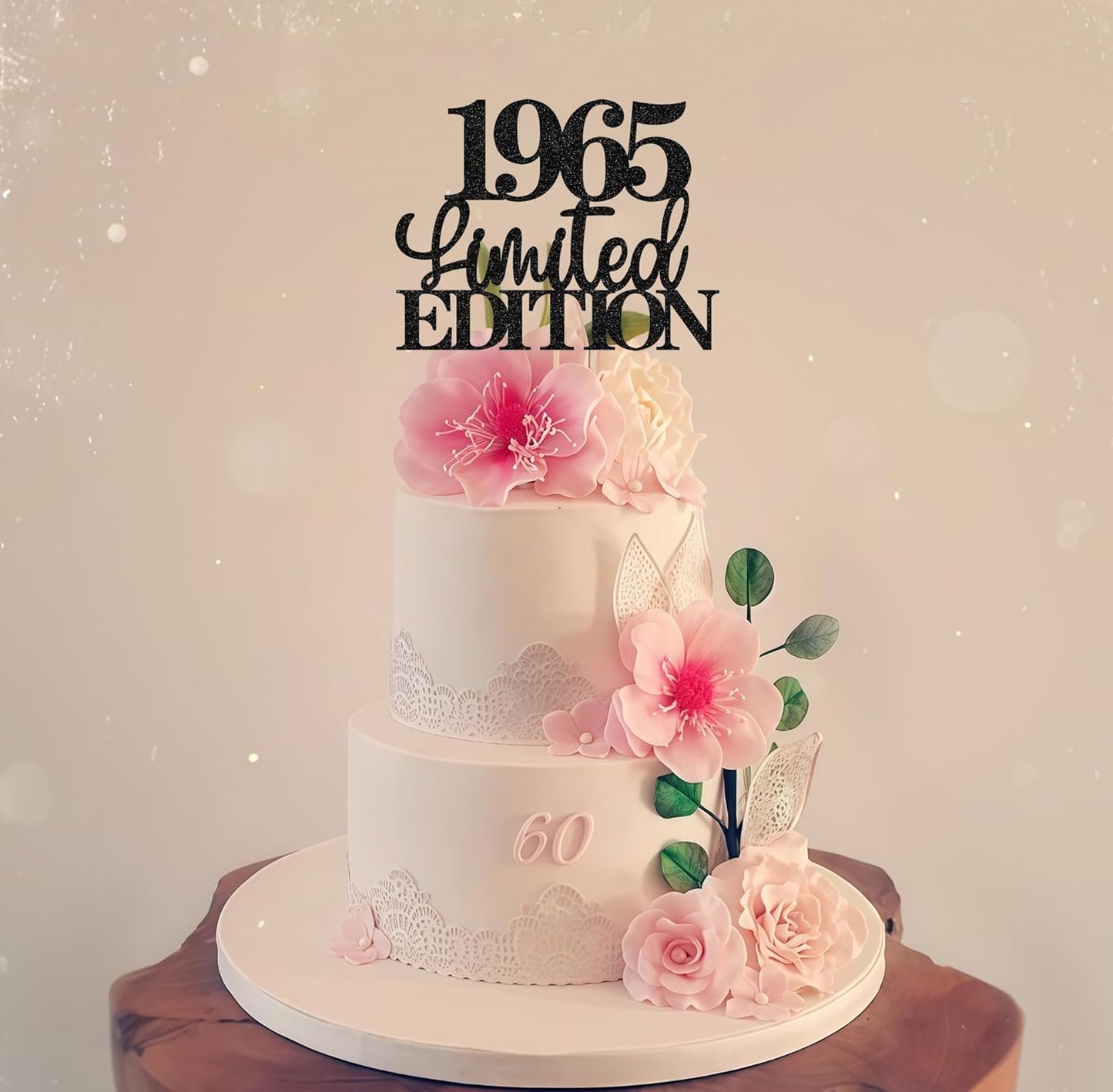 Limited EDITION 1965 Cake Topper - Black Glitter Happy 60th Birthday Party Cake Decoration Supplies, Cheer to 60 Years Cake Bunting Decor for 60th Birthday Party Photo Booth Props