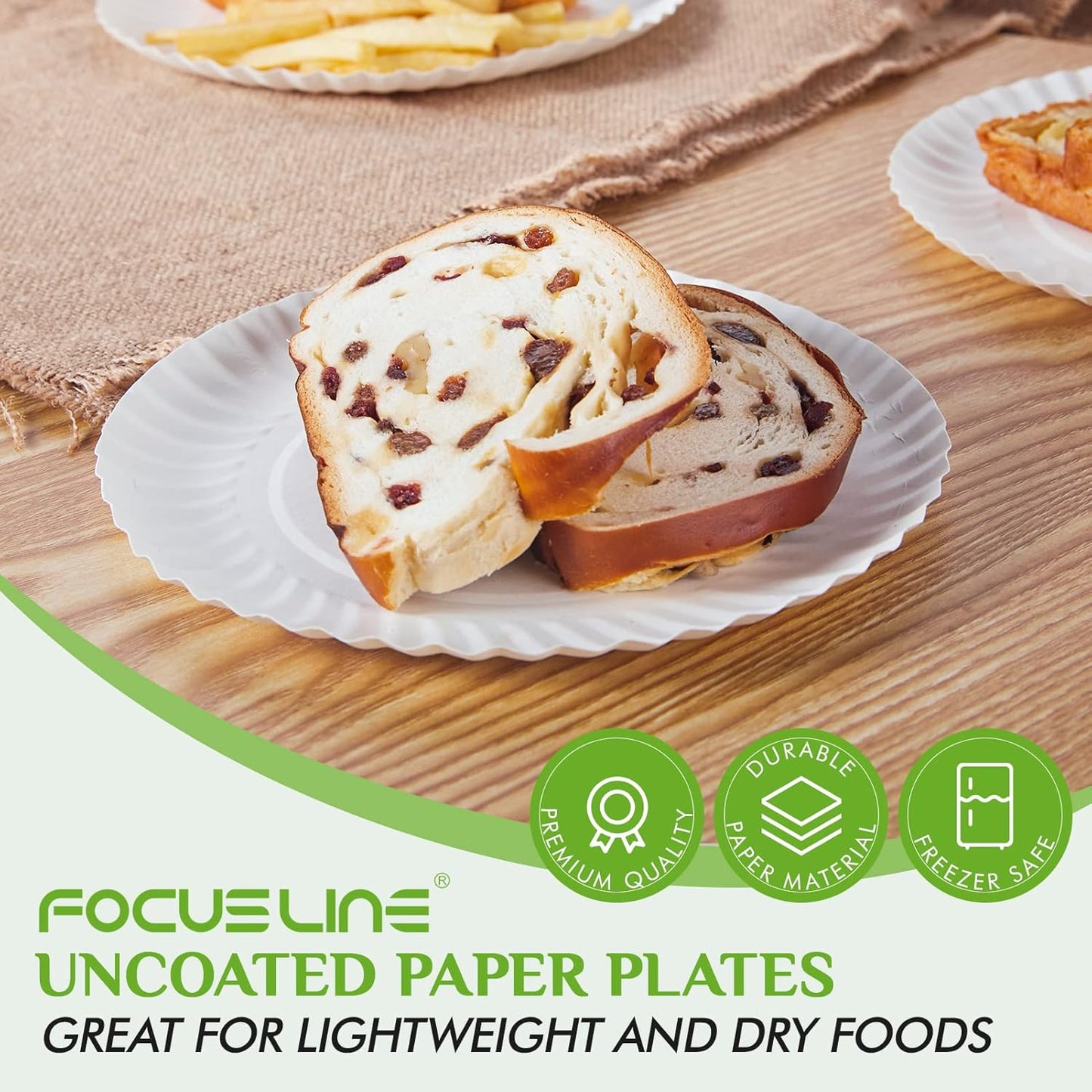 FOCUSLINE 7 Inch Paper Plates, White Paper Plates Uncoated, Everyday Disposable Dessert Plate 7" Small Plate Bulk 1000 Count