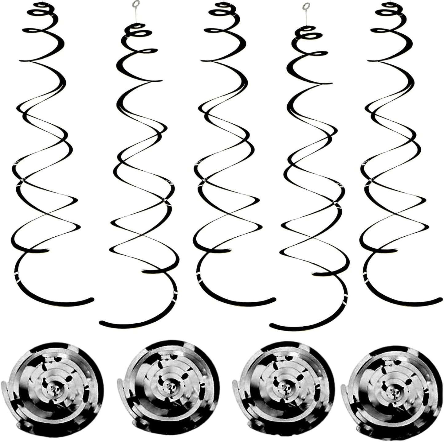 30 Pcs Black Hanging Swirl Party Decorations,Sparkle Birthday Ceiling Decorations,Party Streamers for Wedding Anniversary Graduation Christmas (Black)