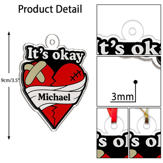 Personalized It's Okay Broken Heart Acrylic Ornament, Funny Ornament Gift, Holiday Xmas Decor, Gift For Friends, Breakup Gift Acrylic Ornament – Personalized Christmas Tree