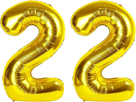 40 Inch Gold 22 Balloon Numbers, 22 Birthday Decorations for Women Men, Number 22 Balloons, Balloons for Birthday Party, Wedding, Celebration