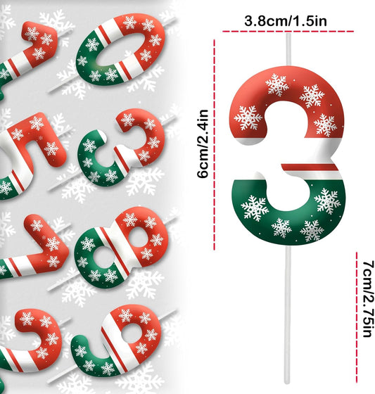 Christmas 3rd Birthday Number Candles, Number 3 Candle Cake Toppers for Christmas Themed Parties, 3rd Birthday Cake Candles for Boys and Girls, Kids Party Supplies
