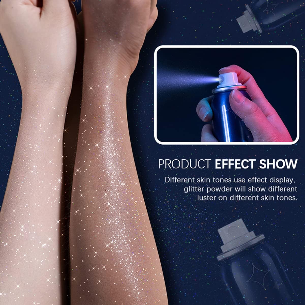 MEICOLY Body Glitter Spray,Silver Glitter Hairspray for Music Festival Rave,2.1Oz Shimmer Waterproof Quick-Drying Sparkle Glitter Spray for Hair and Body,Clothing,Nightclub Shiny Glitter,Prom,Party