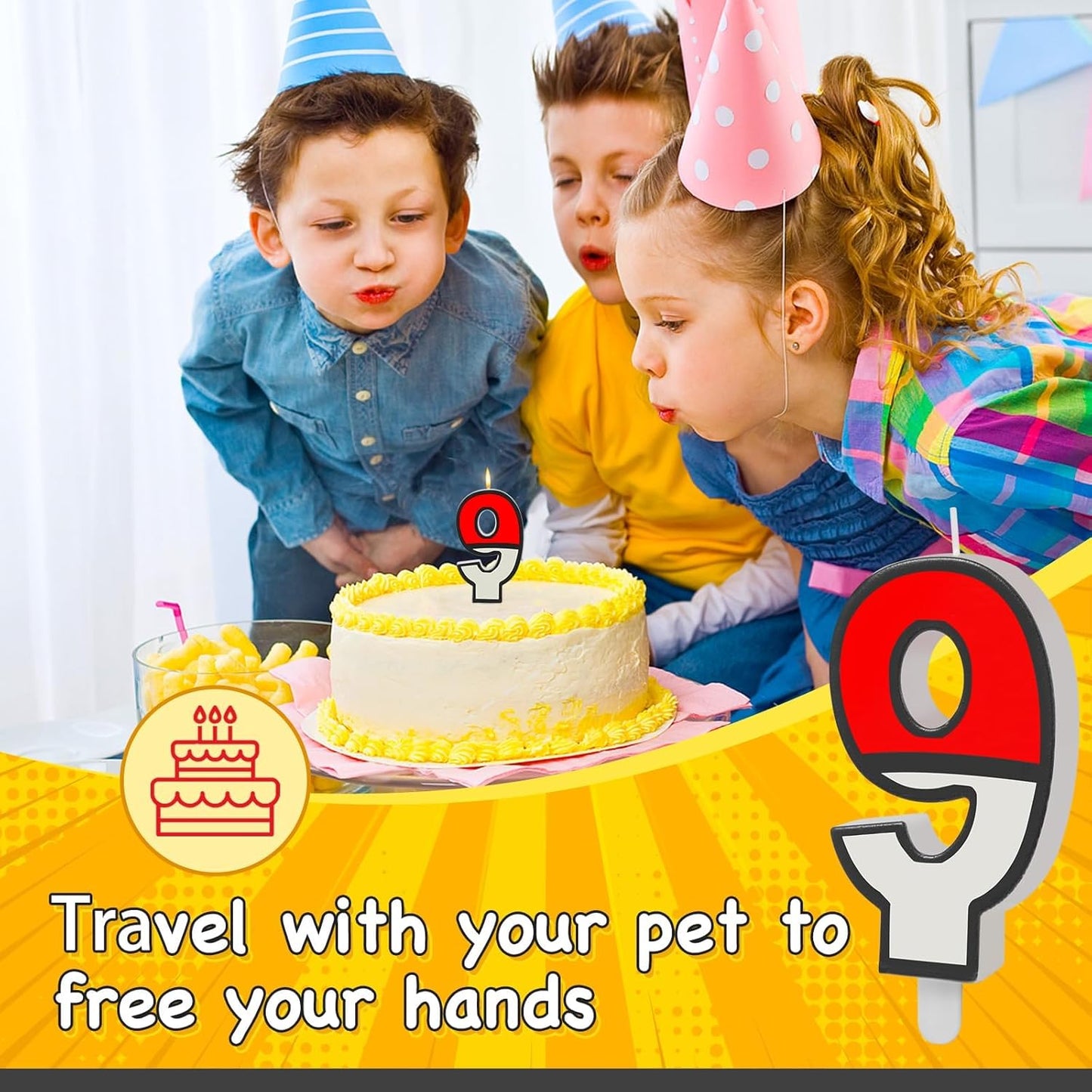 Number 9 Candle Cartoon Red and White Birthday Cake Candle Numeral Birthday for Cartoon Animated Birthday Decoration Party Supplies (Number 9)