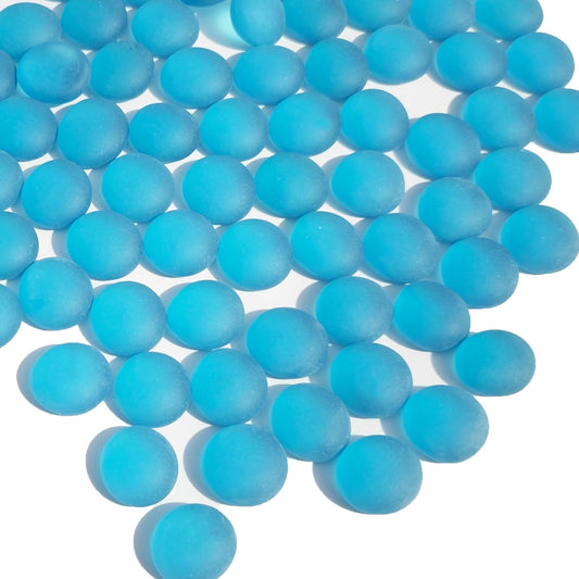 Sea Glass Gems - 0.9 Lb Blue Frosted Flat Glass Marbles, Flat Gems Decorative Stones for Vase Fillers, Aquarium Rocks, Floral Supplies, Table Scatter, Craft Mosaics, and DIY Ornaments