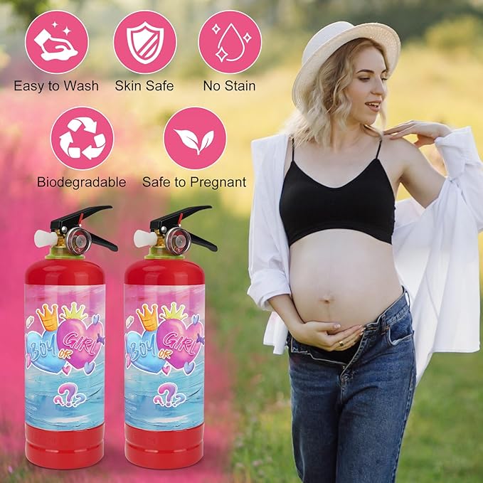 Gender Reveal Fire Extinguisher, 2 Pack Gender Reveal Ideas Gender Reveal Party Decorations Baby Girl Boy Reveal Party Ideas Gender Reveal Decor (Pink, Extra Large)