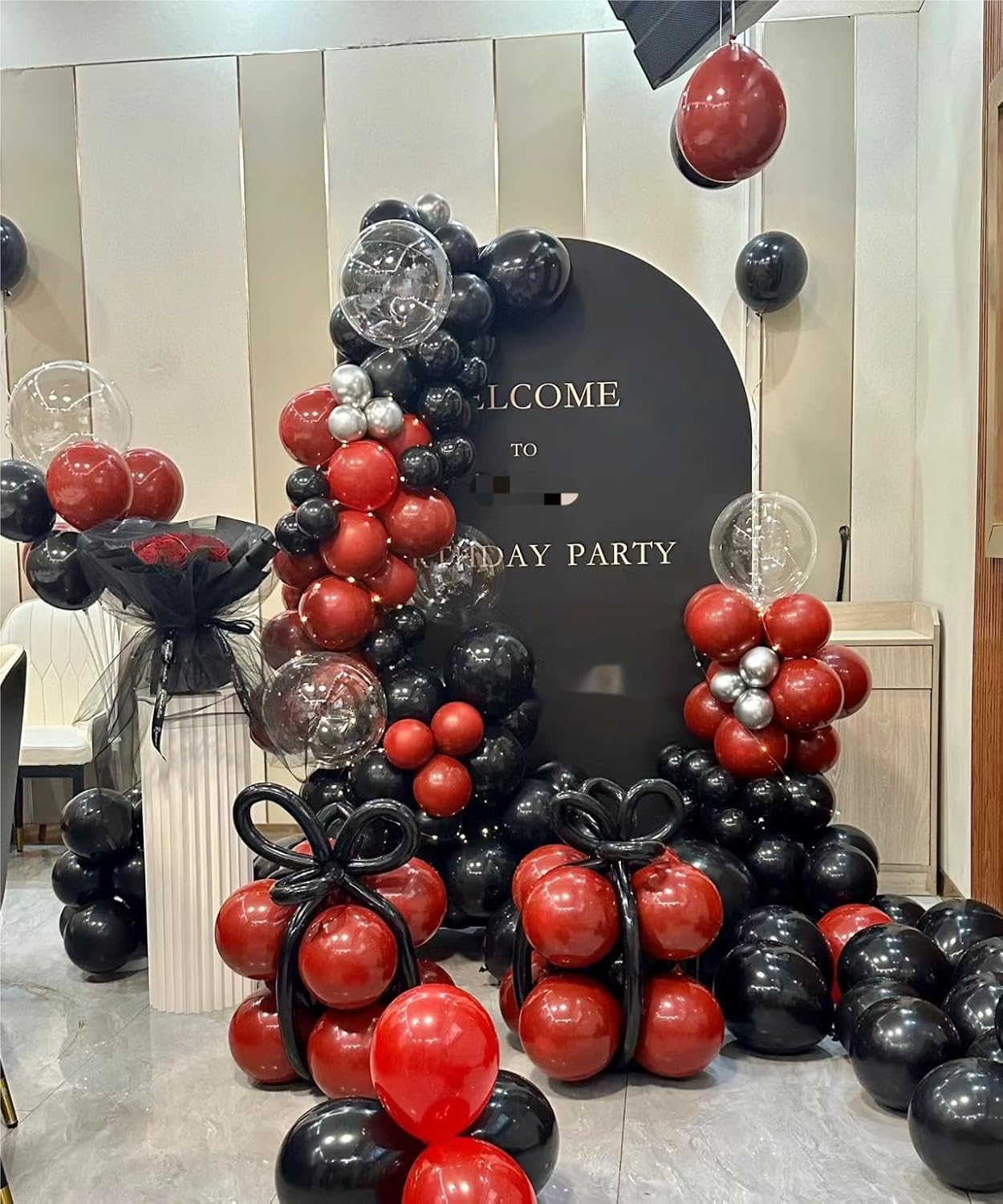 Red Black Balloon Garland 127 Pcs 18In 12In 10In 5In Latex Balloons Arch Kit for Birthday Casino Themed Valentine’s Day Party School Dances and Proms Decorations