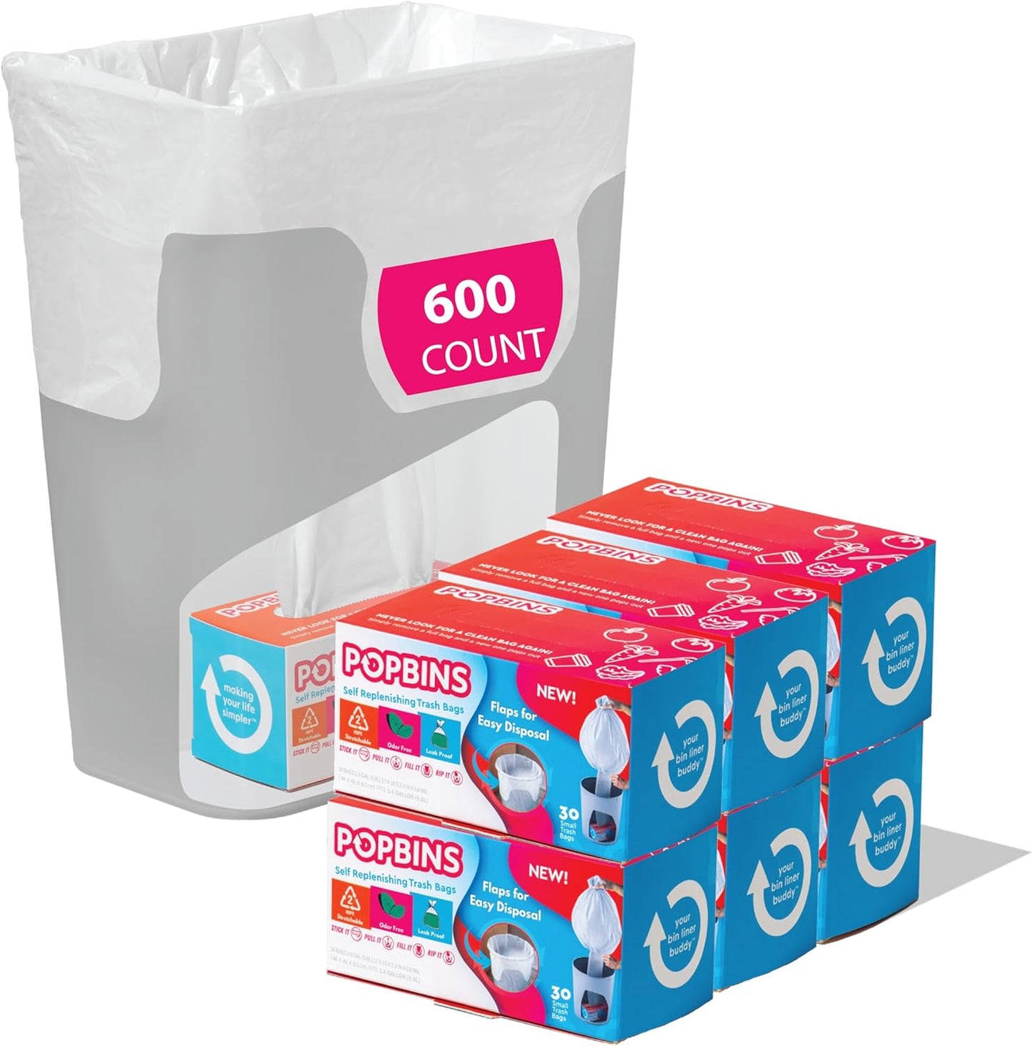 Trash Bags - Small Garbage Bags, Clear Trash Can Liners for Bathroom Bins, Bedroom, Office & Kitchen Waste, Multi-Purpose Household Wastebasket Cleaning Supplies - 1.2 Gallon, Pack of 20