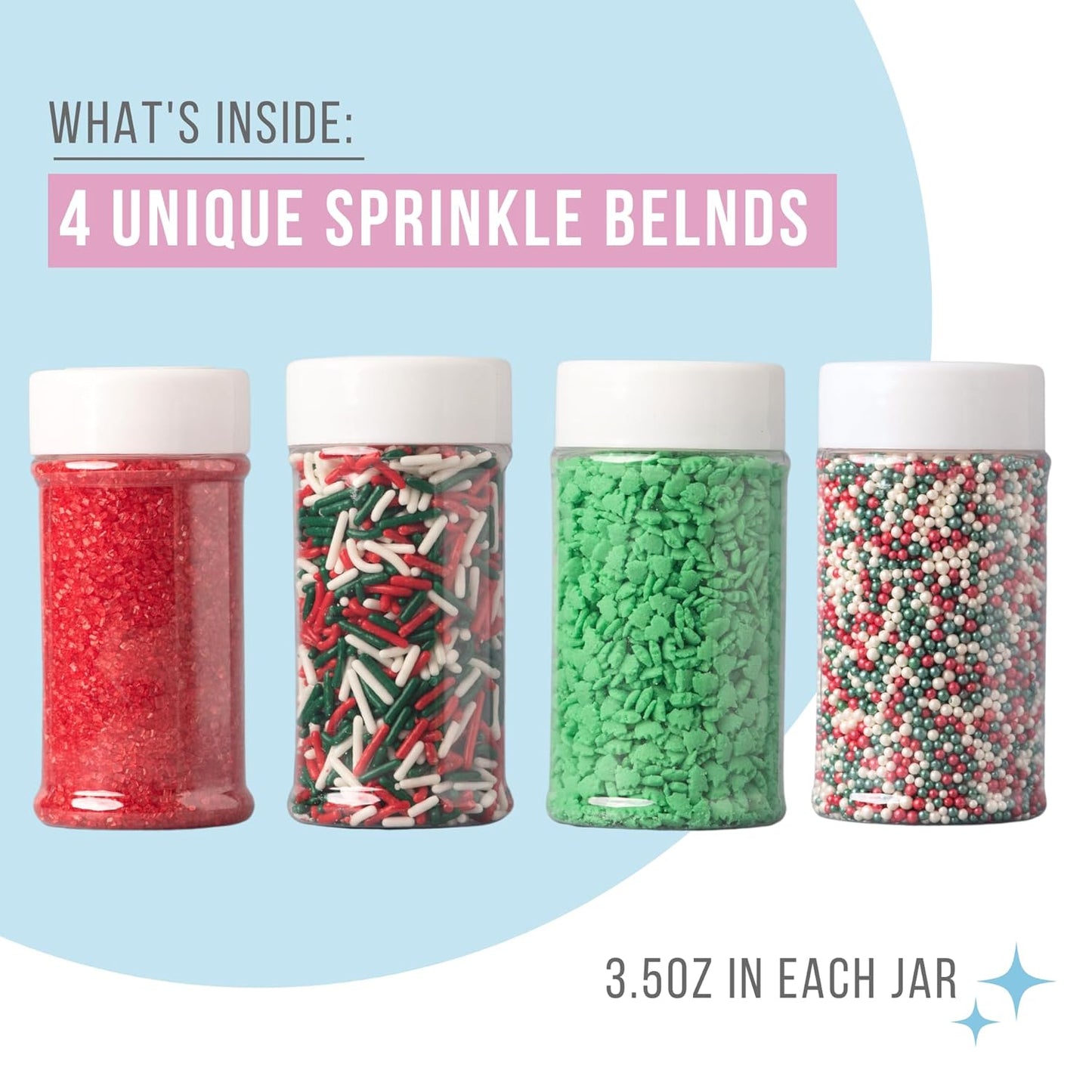 Sweets Indeed Christmas Sprinkles Mix – 10.90 oz Holiday Blend | Edible Jimmies, Nonpareils & Sugar Pearls for Decorating Christmas Cookies, Cakes, Cupcakes & Festive Desserts