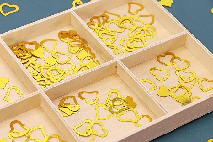 ONLYKXY 1200Pcs Love Heart Shaped Confetti, Table Wedding Decoration, Glitter Confetti for Wedding Party (Golden)
