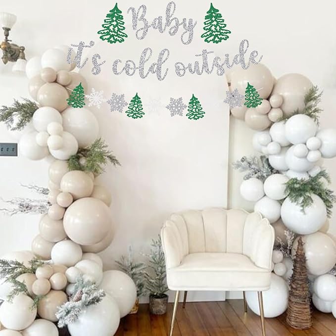 Baby It's Cold Outside Banner Christmas Baby Shower Decoration Winter Holiday Snowflake Welcome Newborn Party Supplies