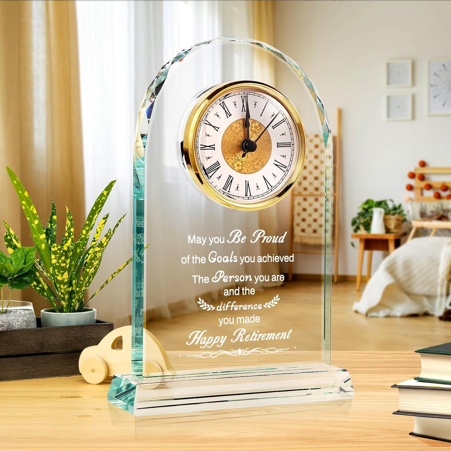 Retirement Gifts for Men/Woman - Premium Glass Retirement Clock, 2025 Happy Retirement Engraved Inspirational Gift for Retired Friends, Coworker, Boss, Leader, Employee Farewell Present (H R)