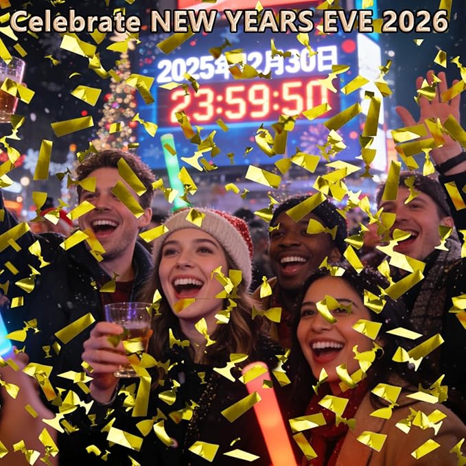 16 inch New Years Eve Party Supplies 2026 Confetti Poppers,Golden Confettis Cannons Bulk with Gold Paper &Cup Design for Xmas Party Favor Supplies New Year's Eve celebration