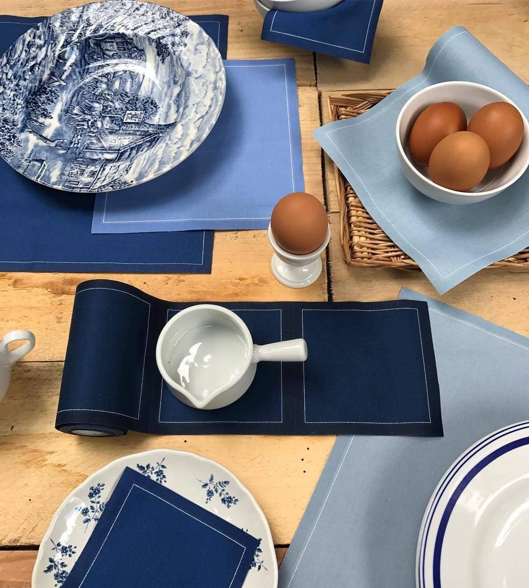 MY DRAP Cocktail Napkins, Reusable Cotton Napkins Roll 4.5 x 4.5 IN (100 Napkins, Petrol Blue)