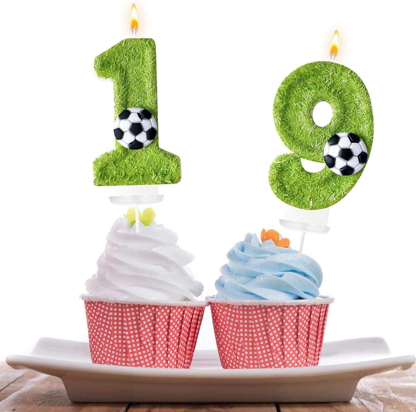 9th Birthday Candles，Soccer Birthday Decorations，Suitable for Girl and boy Cake Toppers, Wedding Cakes, Anniversaries, Party Celebrations, Birthday Decorations