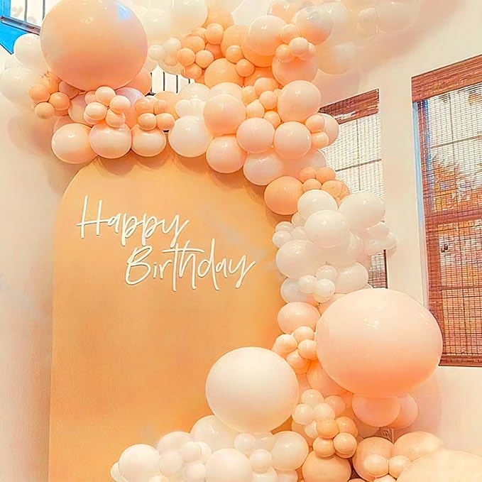 PartyWoo Pearl Peach Balloons 140pcs Different Sizes of 18 12 10 5 Inch Pastel Light Pale Orange Latex Helium Balloon Arch Kit Garland for Bridal Baby Shower Birthday Party Decorations Orange-Z27
