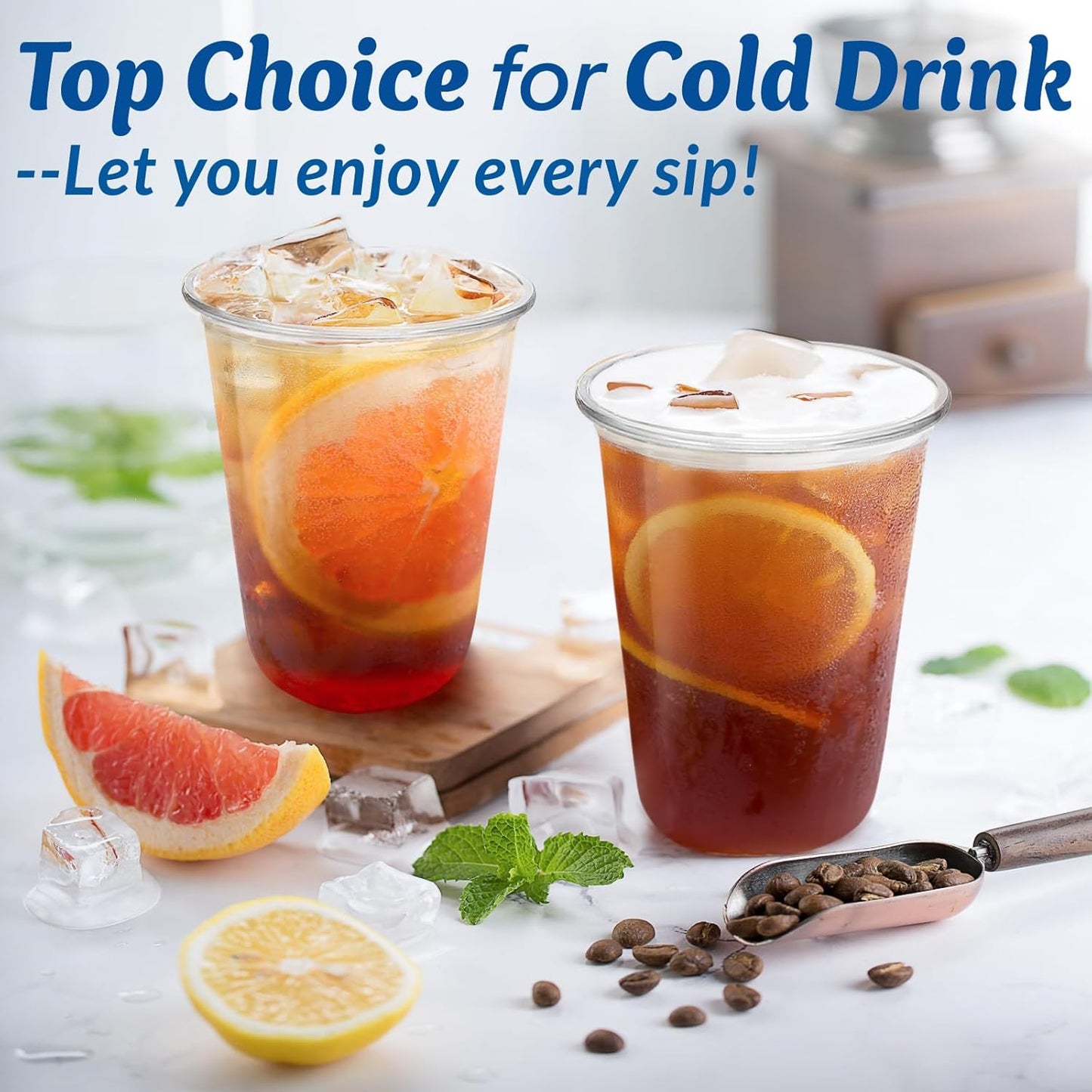 Homestockplus 15 oz Clear PET Plastic Cups 100 Pack - U-Shaped Disposable Open-Top Plastic Cups, Crystal Clear Ice Coffee Cups To Go for Iced Coffee, Smoothies, Bubble Tea & Outdoor Gatherings