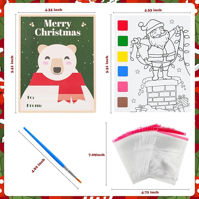 Christmas Party Favors for Kids 30 Pack Christmas Watercolor Coloring Books with Xmas Cards Christmas Craft for Girls Boys Stocking Goodie Bag Stuffers Classroom Prizes Gifts School Party Supplies
