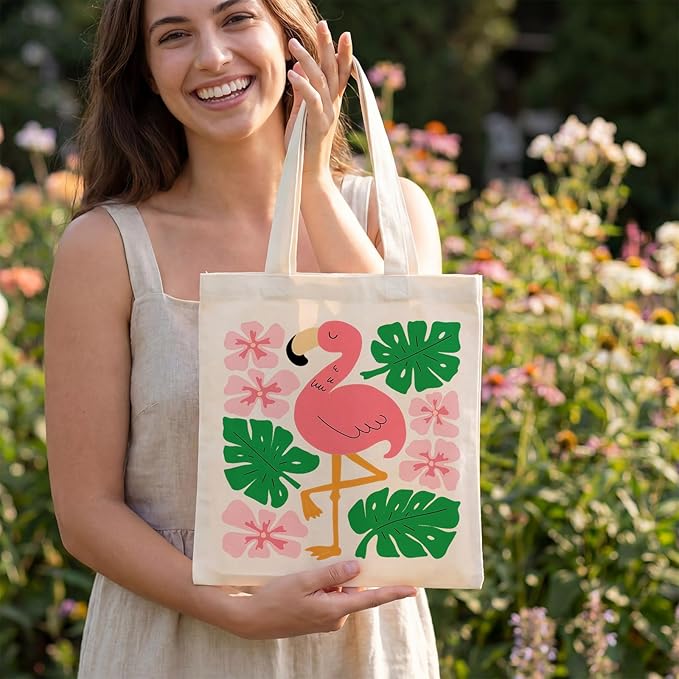 Aliceset 16 Pcs Color Your Own Bag Canvas Tote Bag for Painting 7.9'' x 8.6'' Mini Doodle DIY Craft Gift Reusable Cotton Bulk