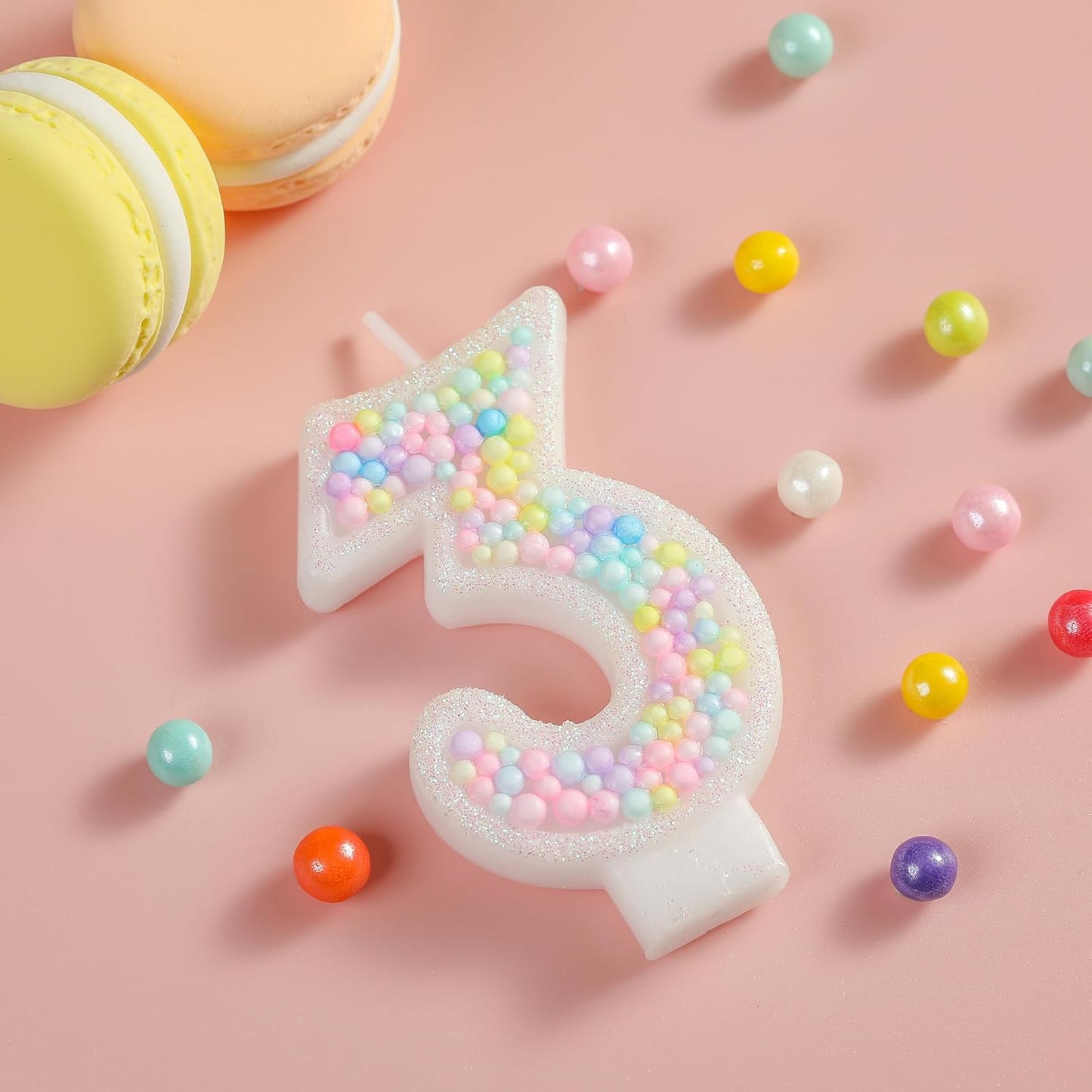 PHD CAKE Number 3 Macaron Birthday Candles, Macaron Themed Number Candles, Cake Number Candles, Party Celebration