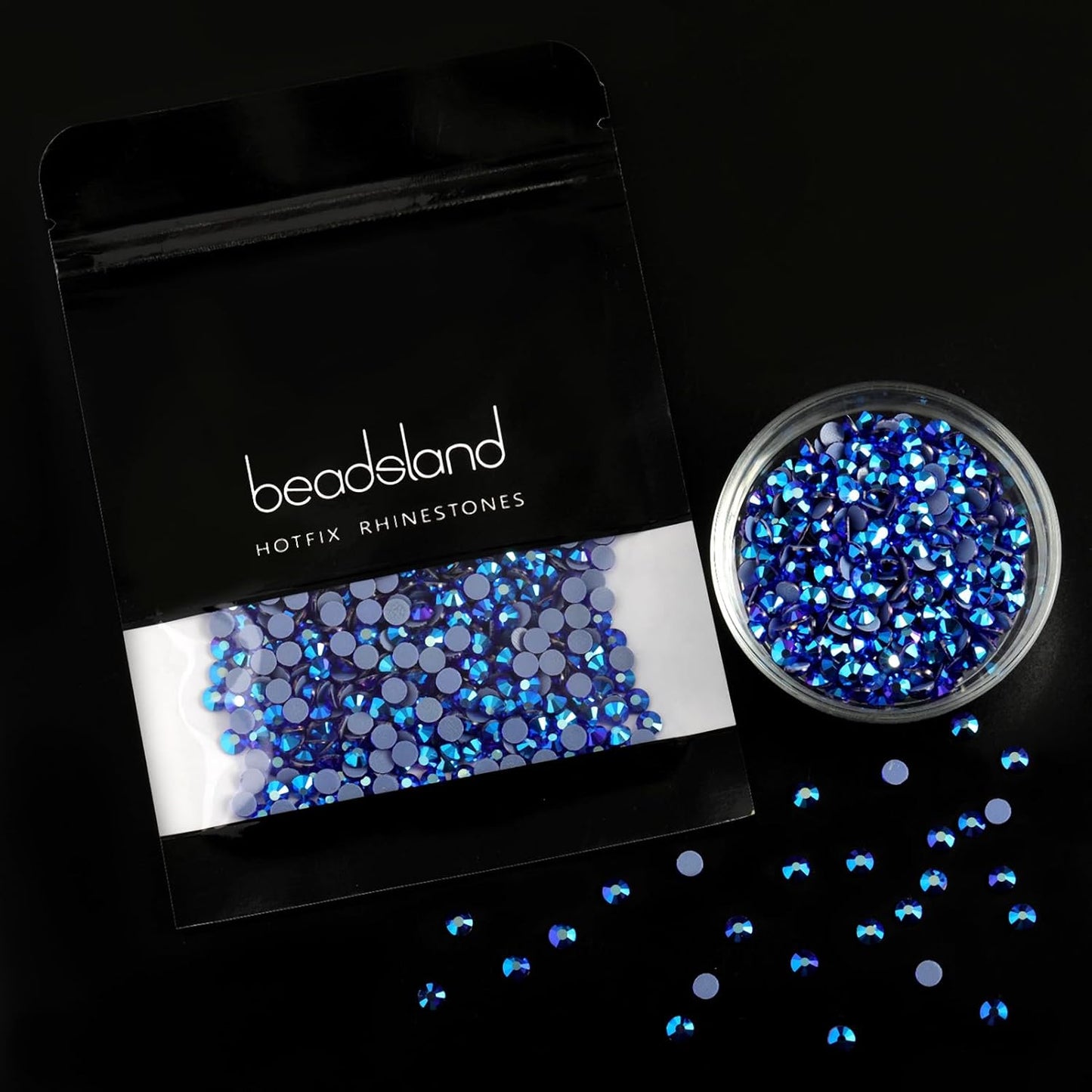 Beadsland Hotfix Rhinestones, 2880pcs Flatback Crystal Rhinestones for Crafts Clothes DIY Decoration, Sapphire AB, SS8, 2.3-2.5mm