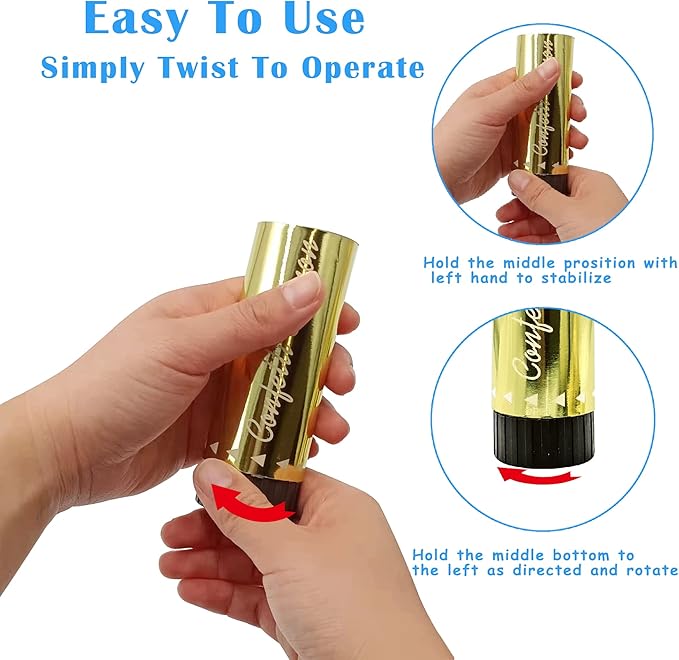 8 PCS Confetti Poppers Cannons for Gender Reveal Wedding Birthday Graduation Baby Shower Anniversary Christmas New Year's Kids Fun Party Supplies Decorations and Favors (Blue + Gold)