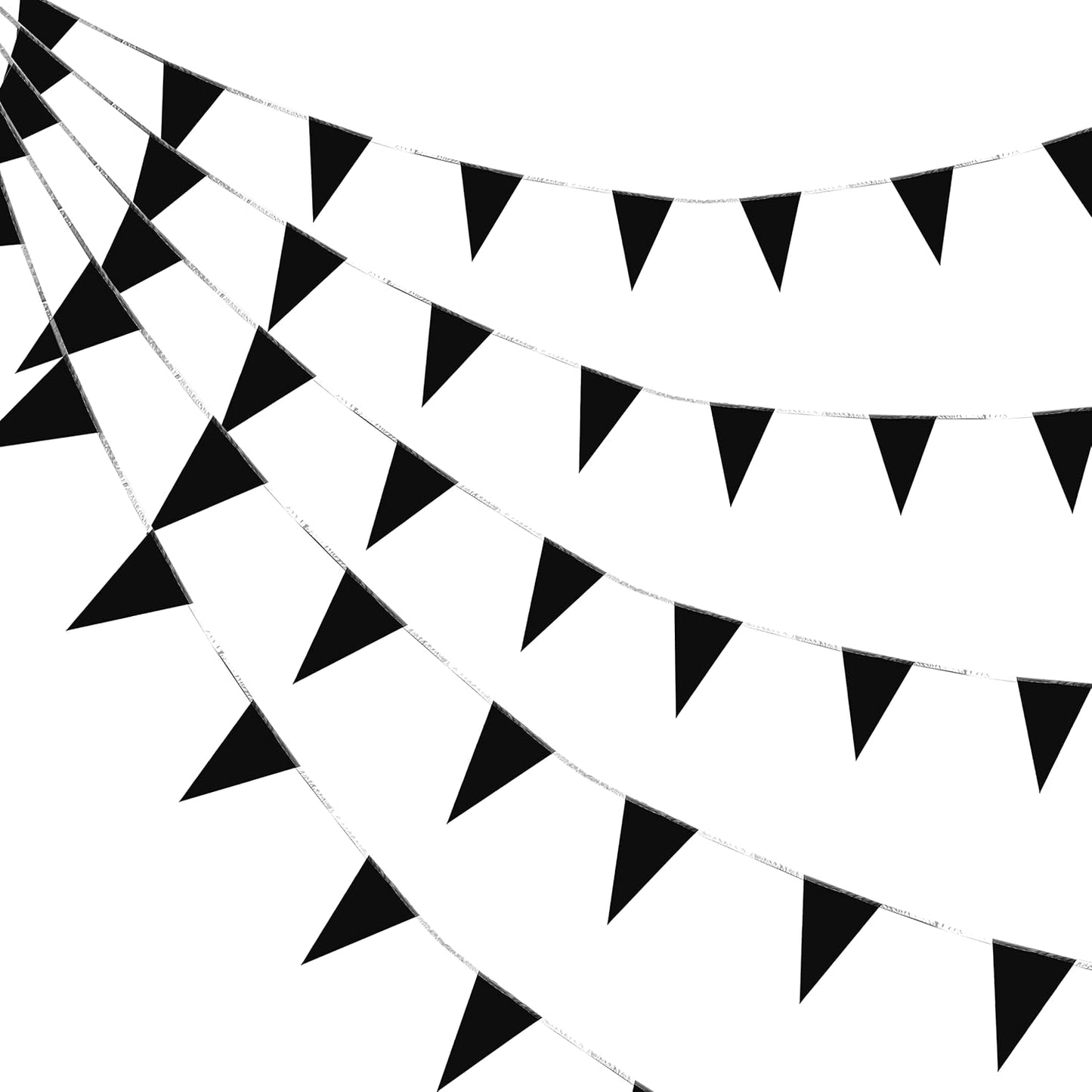 Consummate 100 Feet Black Pennant Banners Flags String Hanging Triangle Bunting Flags for Grand Opening,Kids Birthday,Party Decorations,60 PCS