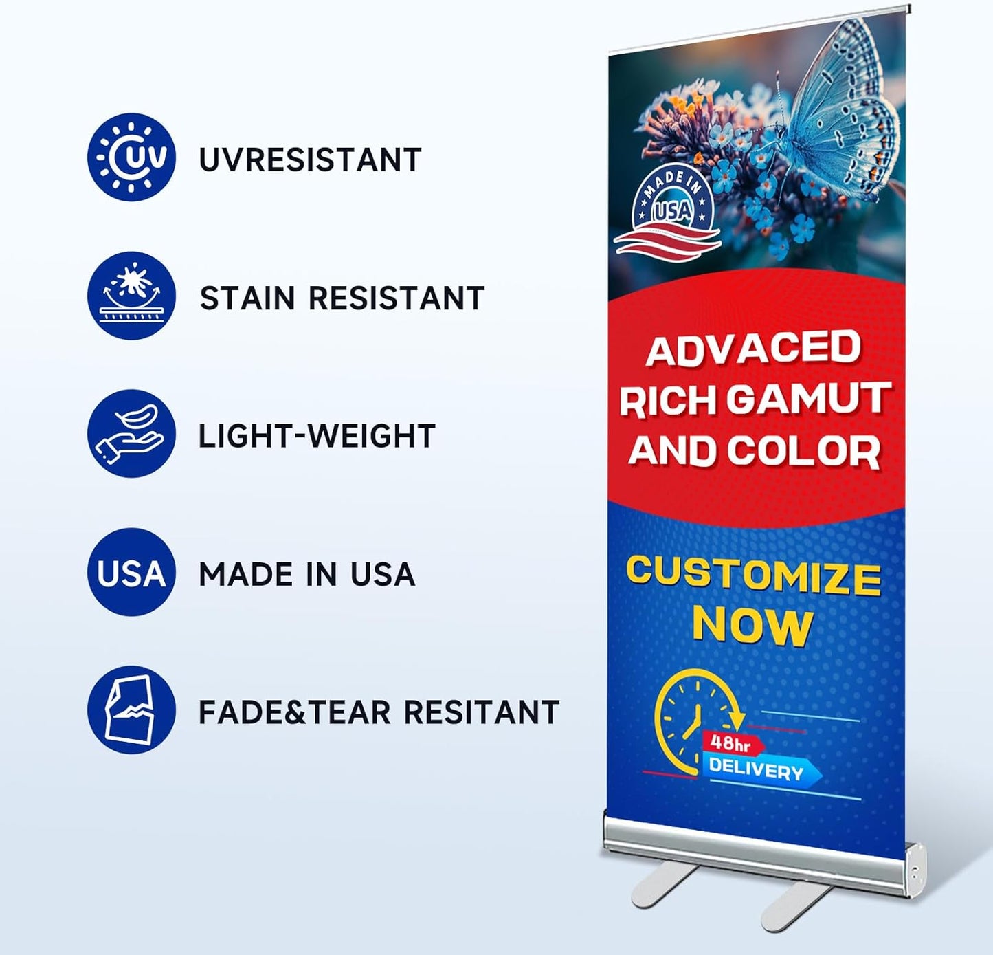 Custom Retractable Banner with Aluminum Stand, Personalized Pop up Banners and Full Color Design with Portable Travel Case for Events, Trade Shows, Advertising, Business, Photo (33"x81")