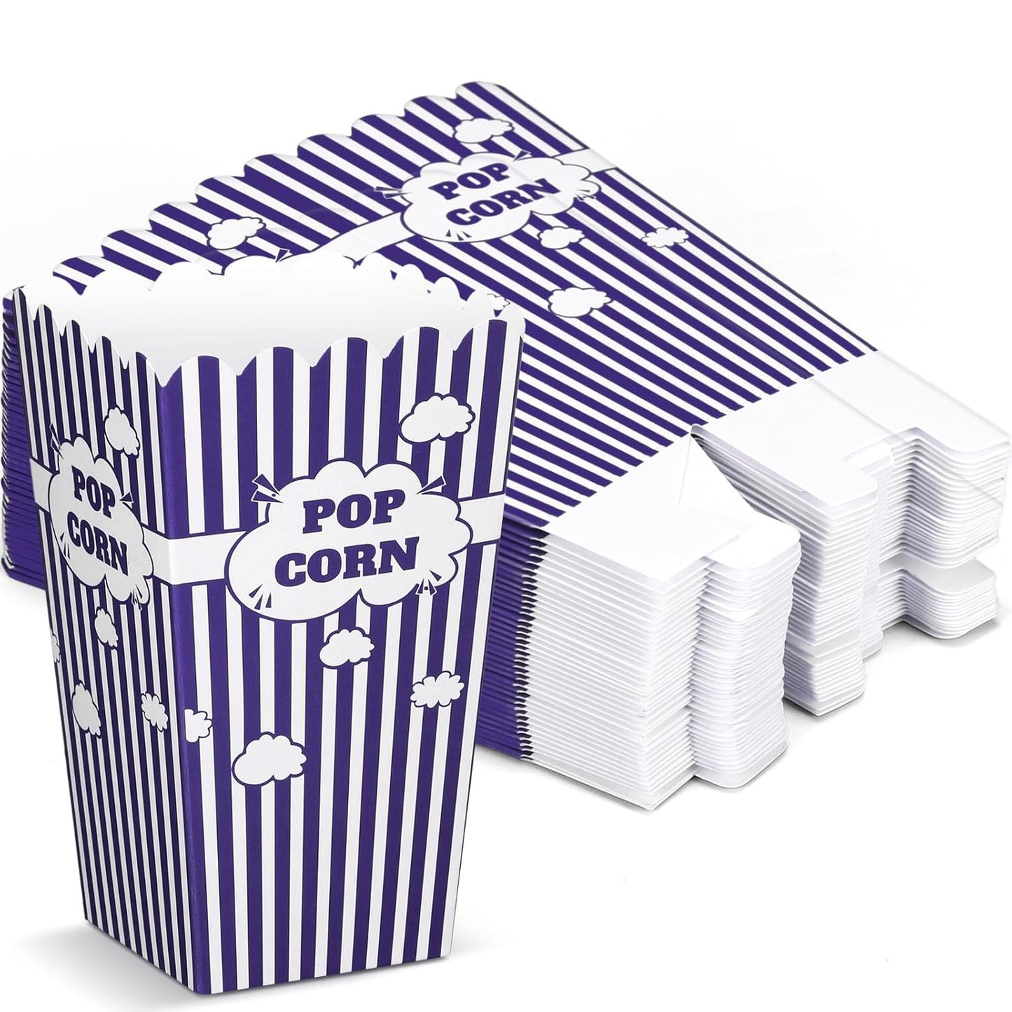 50 Pcs mini Stripe Popcorn Boxes Buckets and Container for Home for Graduation Carnival Summer Birthday Party Supplies (Purple)