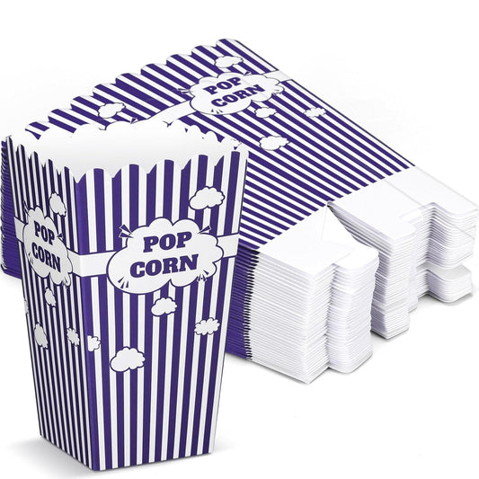 50 Pcs mini Stripe Popcorn Boxes Buckets and Container for Home for Graduation Carnival Summer Birthday Party Supplies (Purple)