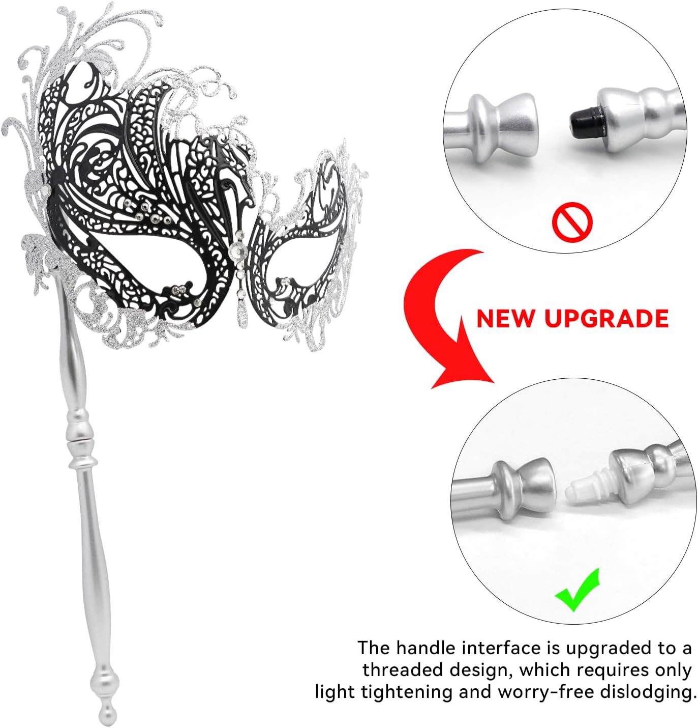 Coddsmz Masquerade Mask with Stick Venetian Mask Mardi Gras Decorations for Womens Halloween Costume Mask