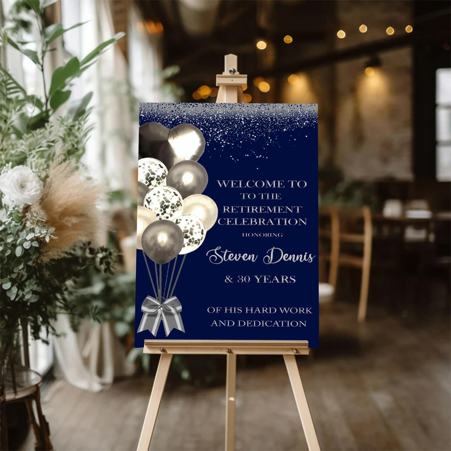 Navy Blue And Silver Retirement Welcome Sign, Retirement Board, Retirement Celebration, Retirement Party Decorations, Retirement Party Signs, Retirement Party Welcome Sign