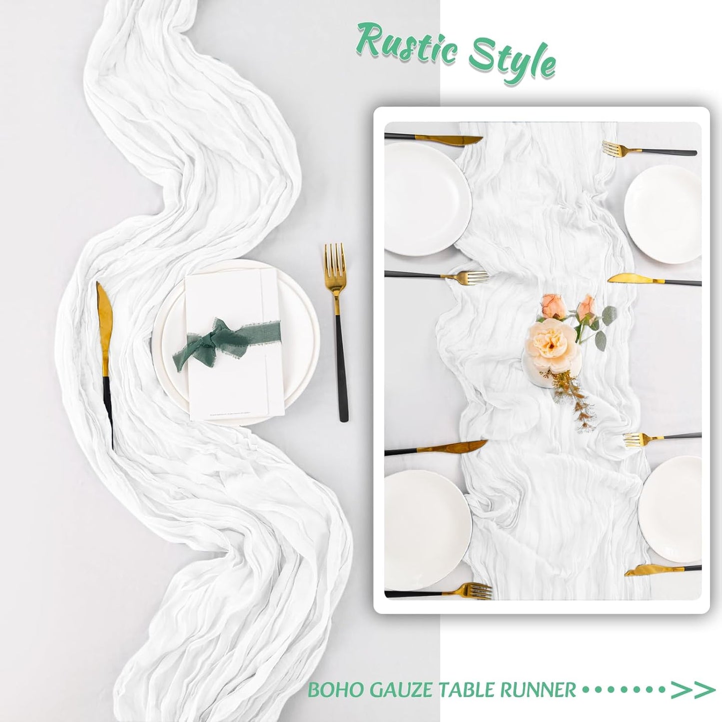 12 Pack White Table Runner 10FT Cheesecloth Table Runner 21 x 120 inch Boho Gauze Cheese Cloth Table Runners Rustic Sheer Table Runners for Party Wedding Bridal Baby Shower Birthday Table Decor