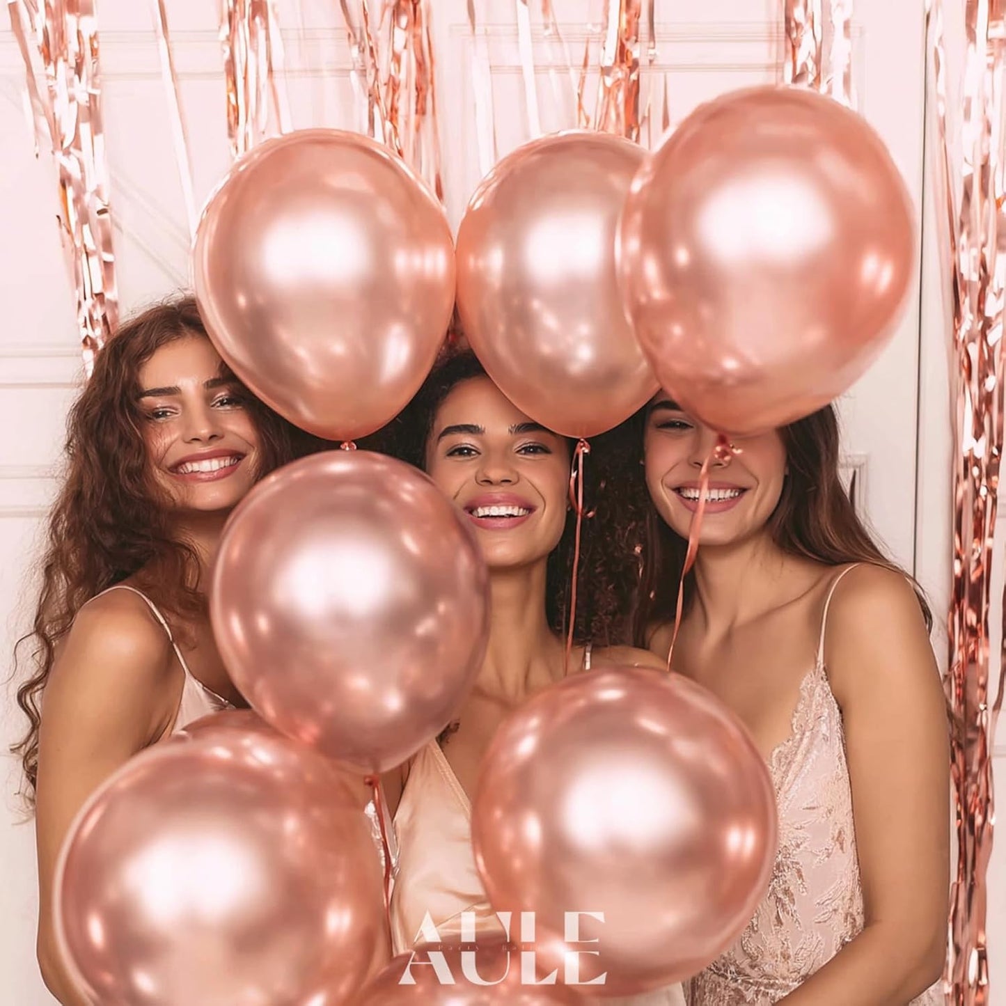 AULE Party Balloons 50 Pcs 12 inch Rose Gold Metallic Chrome Helium Shiny Latex Thicken Balloon Perfect Decoration for Wedding Birthday Baby Shower Graduation Christmas Carnival