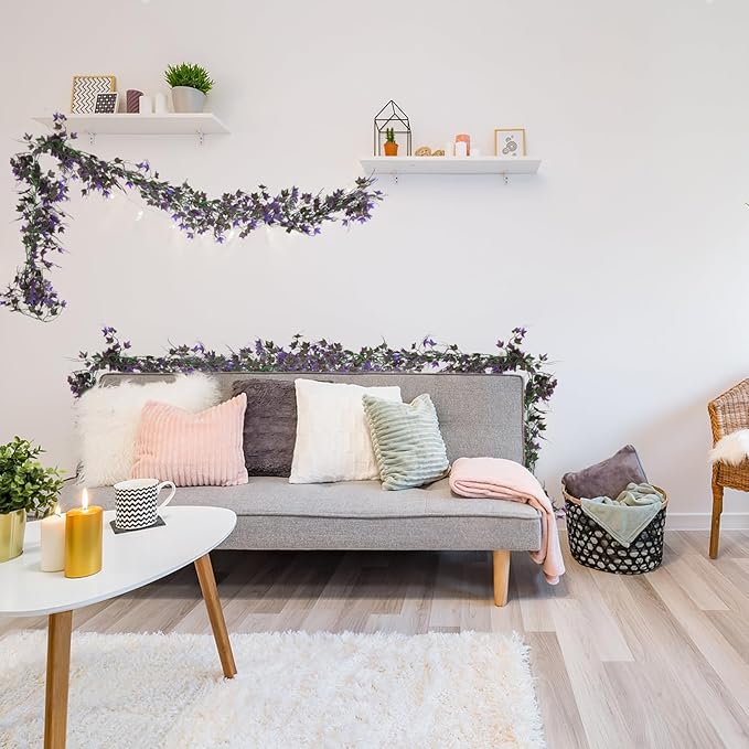 Artificial Vines Outdoor Ivy Garland Room Decor for Bedroom Aesthetic Garlands for Decoration Fake Leaves Fake Plastic Plants for Indoor Home Outdoor Garden Proch Backyard Arch Decoration(Purple)