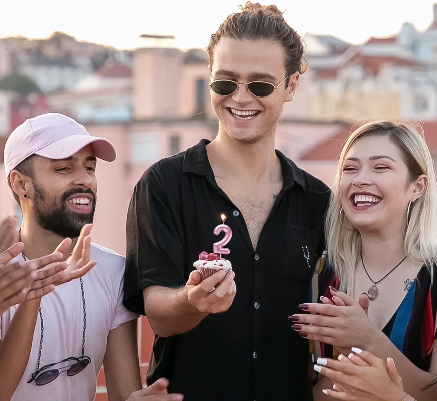 Pink Number 19 Candle Happy Birthday 3D Number Candles for Birthday Cake Party Decoration Wedding Anniversary Celebration Supplies