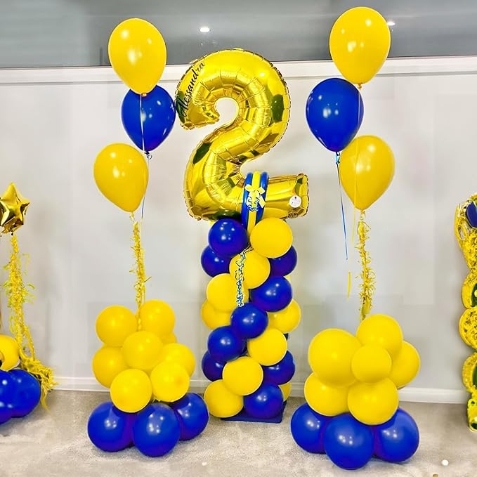 Royal Blue and Yellow Balloons Arch Garland Kit,134pcs Dark Blue White Lemon Yellow Balloons for Boy Oh Baby Shower Bridal Shower Gender Reveal Graduation Birthday Party Decorations