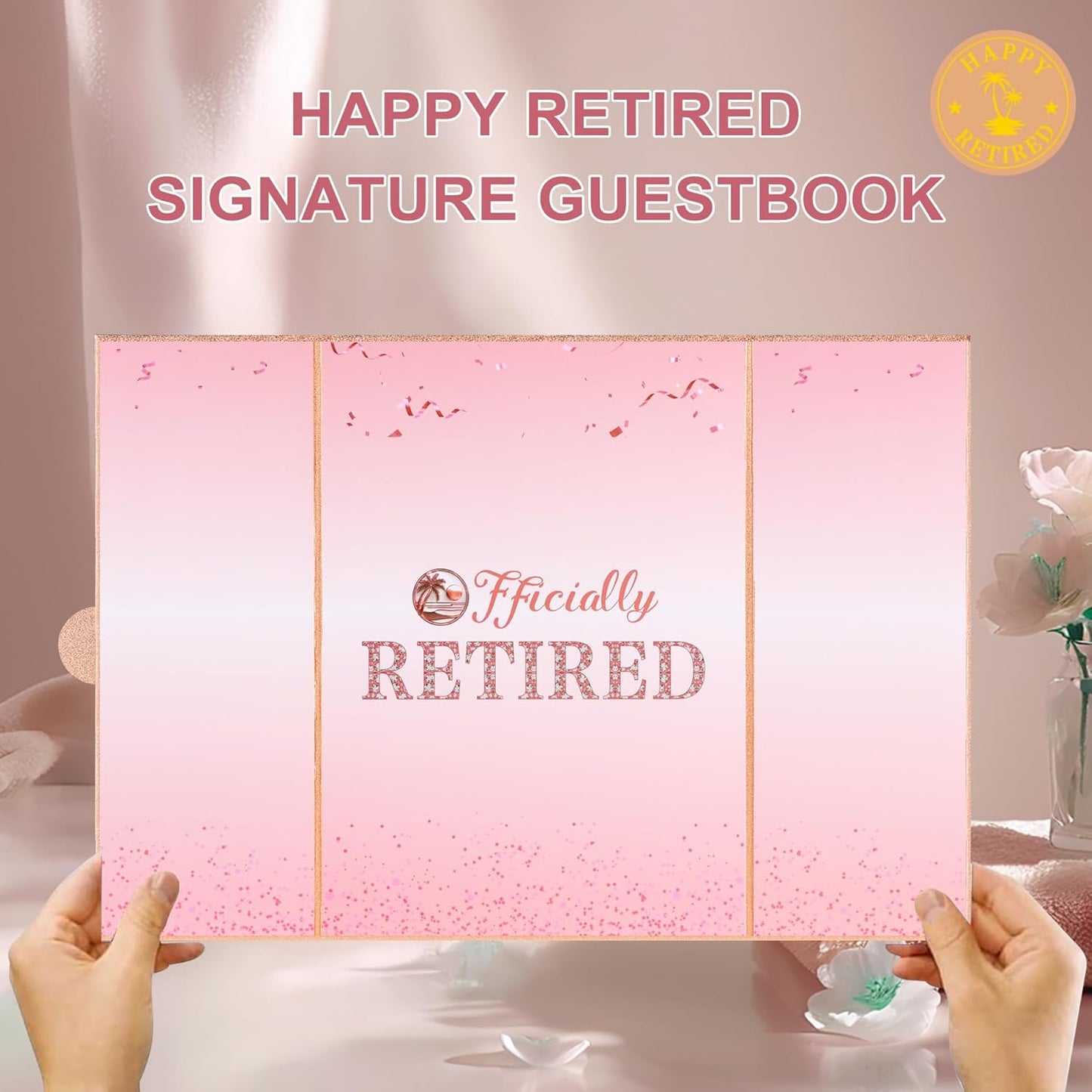 Rose Gold Retirement Party Decorations Large Retirement Card Signing Guest Book Creative Card for Men Women