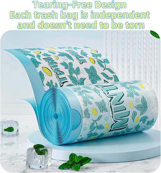 4 Gallon Small Trash Bags Drawstring,4 Gal Trash Can Liners,Small Bathroom Garbage Bags Scented,Tear Resistant Garbage Bags,50 Count Trash-Can-Liners (Lemon Mint)