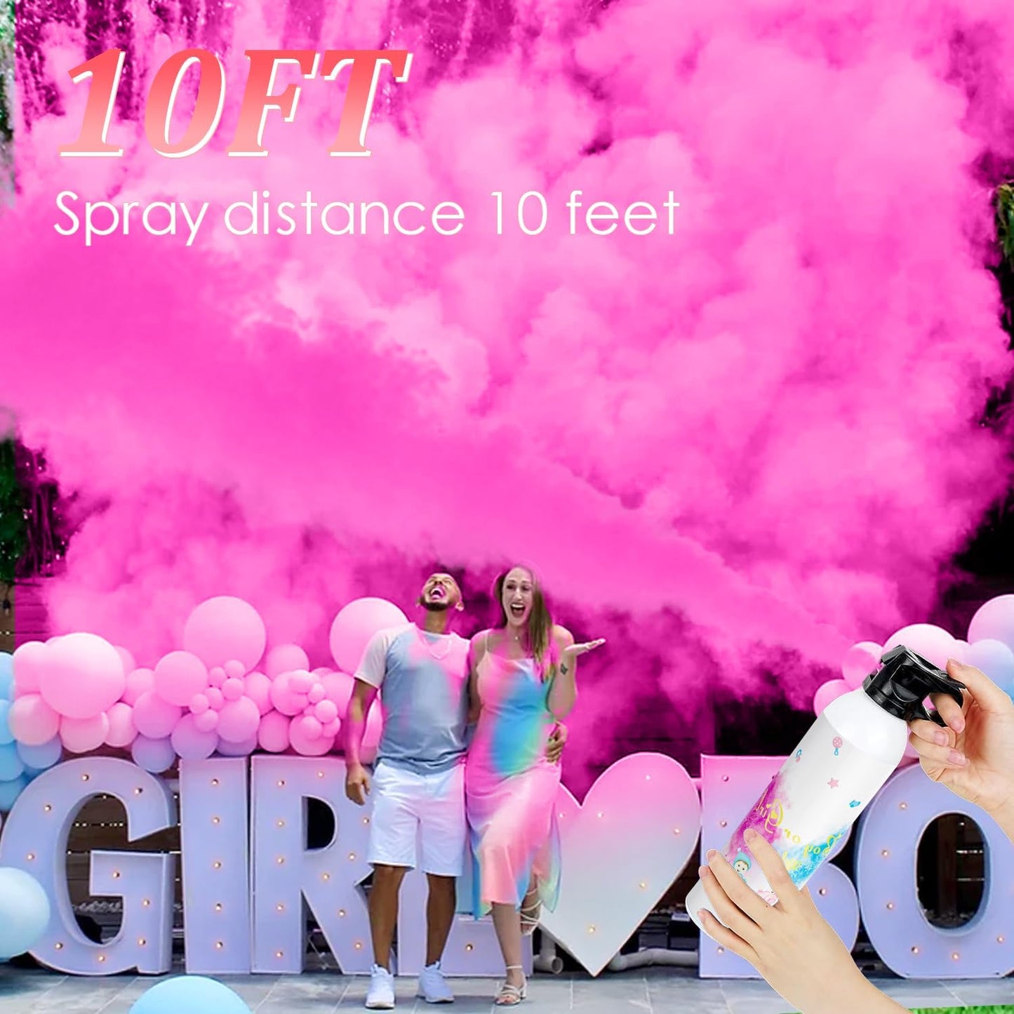 SRG Gender Reveal Fire Extinguisher Color Blaster | 2 Packs Baby Girl Pink Gender Reveal Extinguisher Smoke | Powder for Gender Reveal Decorations & Ideas（Pink）
