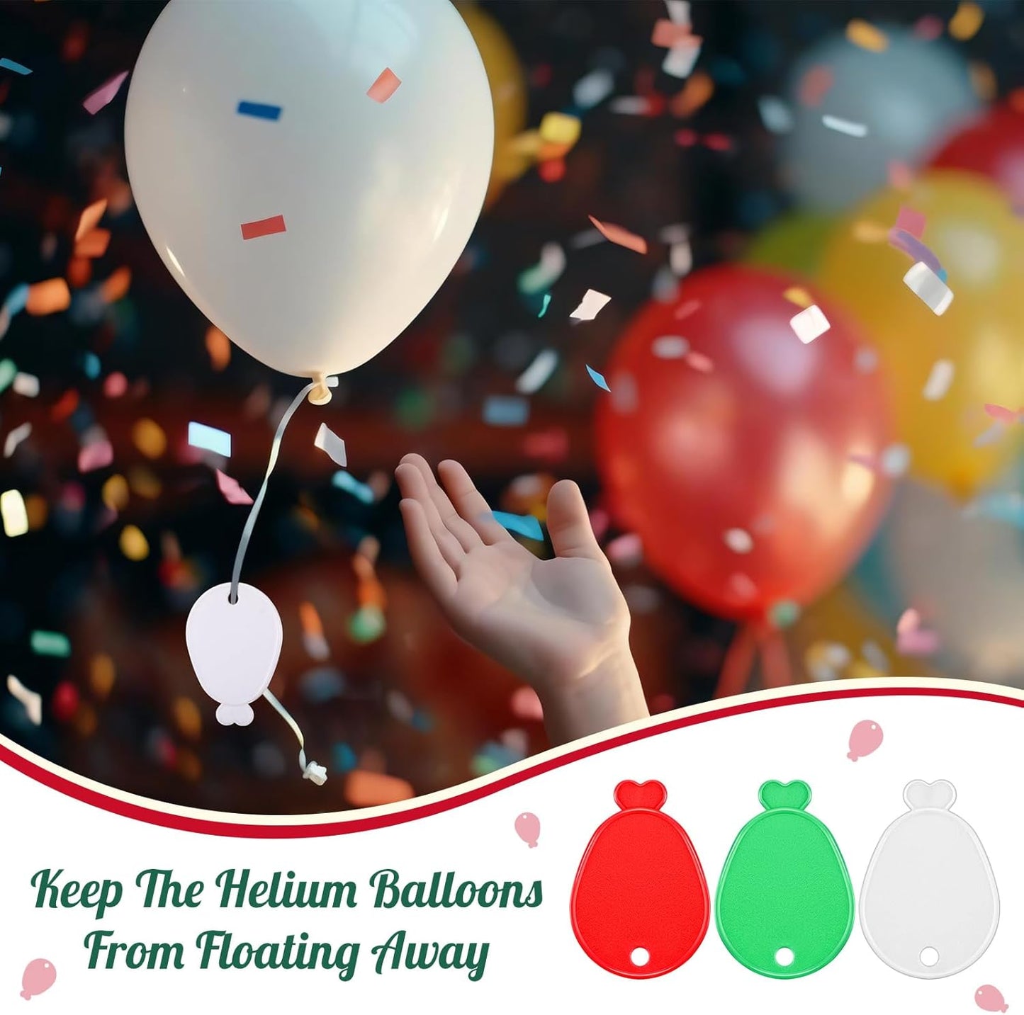Lenwen 80 Pcs Balloon Weights Plastic Colorful Weights for Balloons for Birthday Party Decoration Wedding Holiday Celebration(Balloon Shaped,Red White Green)