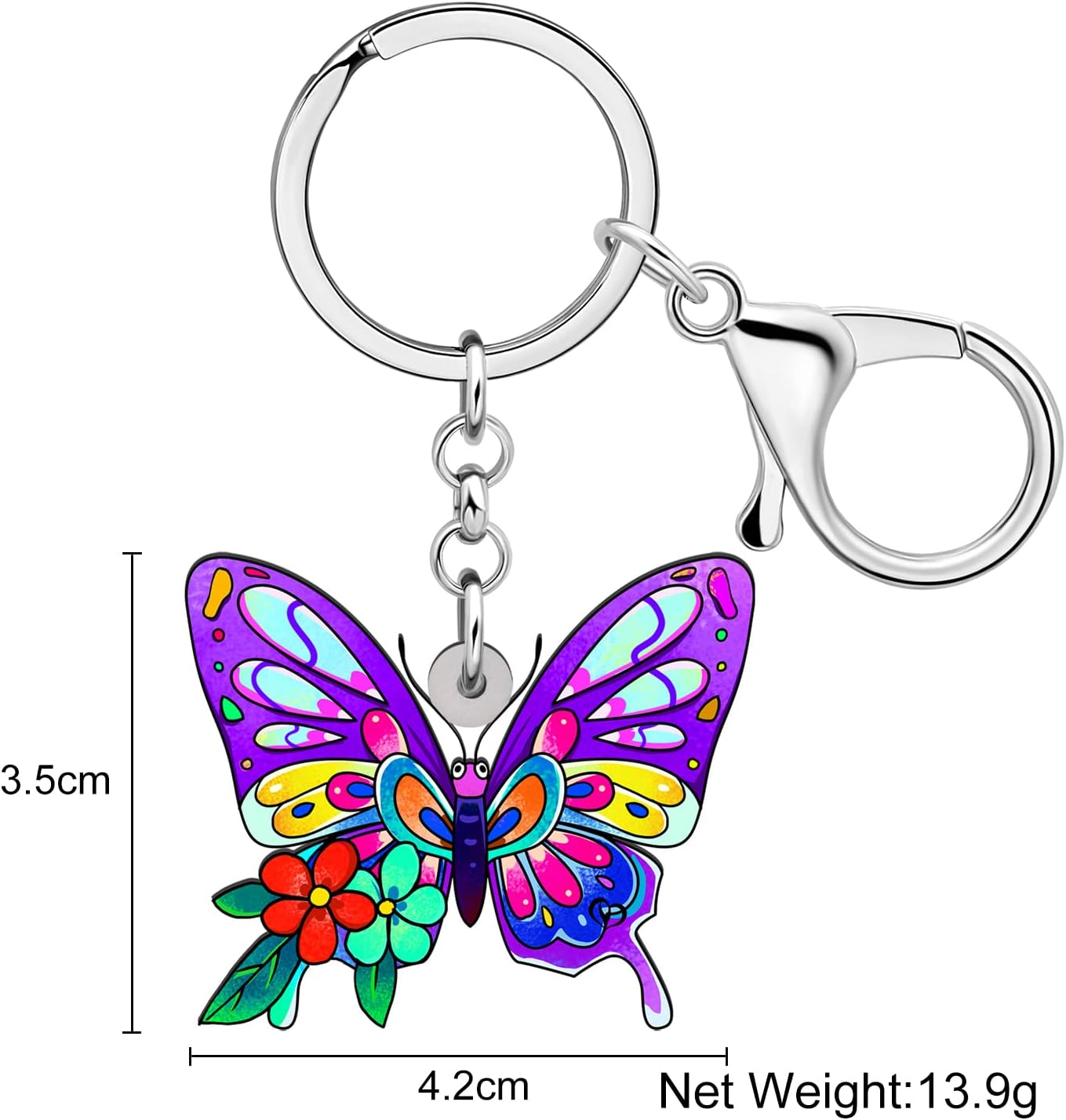 BONSNY Morpho Menelaus Butterfly Key Chains for Women Car Purse Bag Rings Pendant Charms