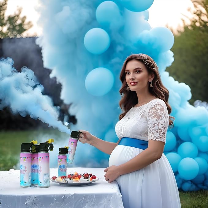 0.44Lb Gender Reveal Fire Extinguisher, Gender Reveal Smoke Bombs, 100% Biodegradable Corn Powder, Smoke Cannons Set Party Supplies For Celebrations and Parties (0.22Lb Per Bottl 1 Blue & 1 Pink)