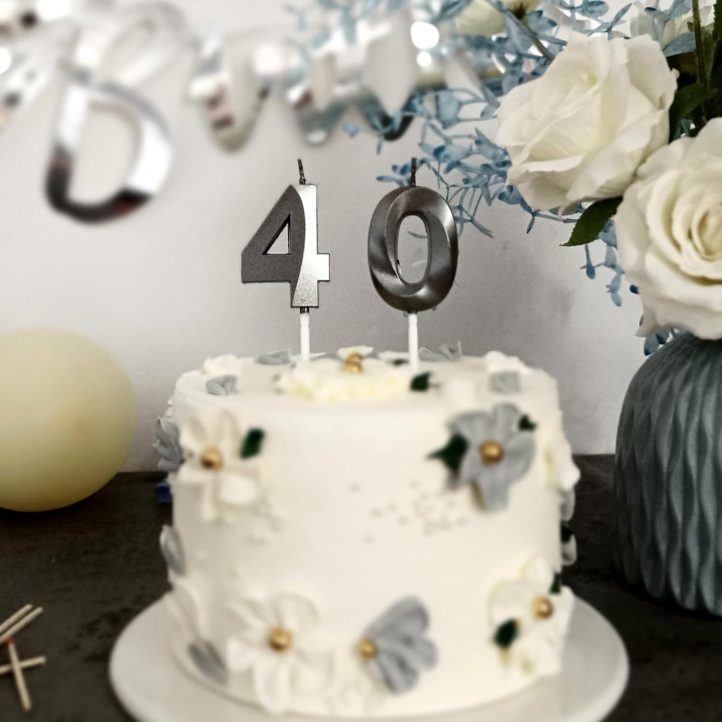 40th Birthday Candles Numerals 40 Numbers for Cakes Candle Happy Fortieth Birthday 3D Designed Wedding Anniversary Party Cake Topper Decorations (40, Black)