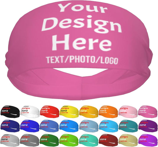 Custom Sweatbands for Men Women, Design Your Own Text Name Image Photo Personalized Sports Headbands