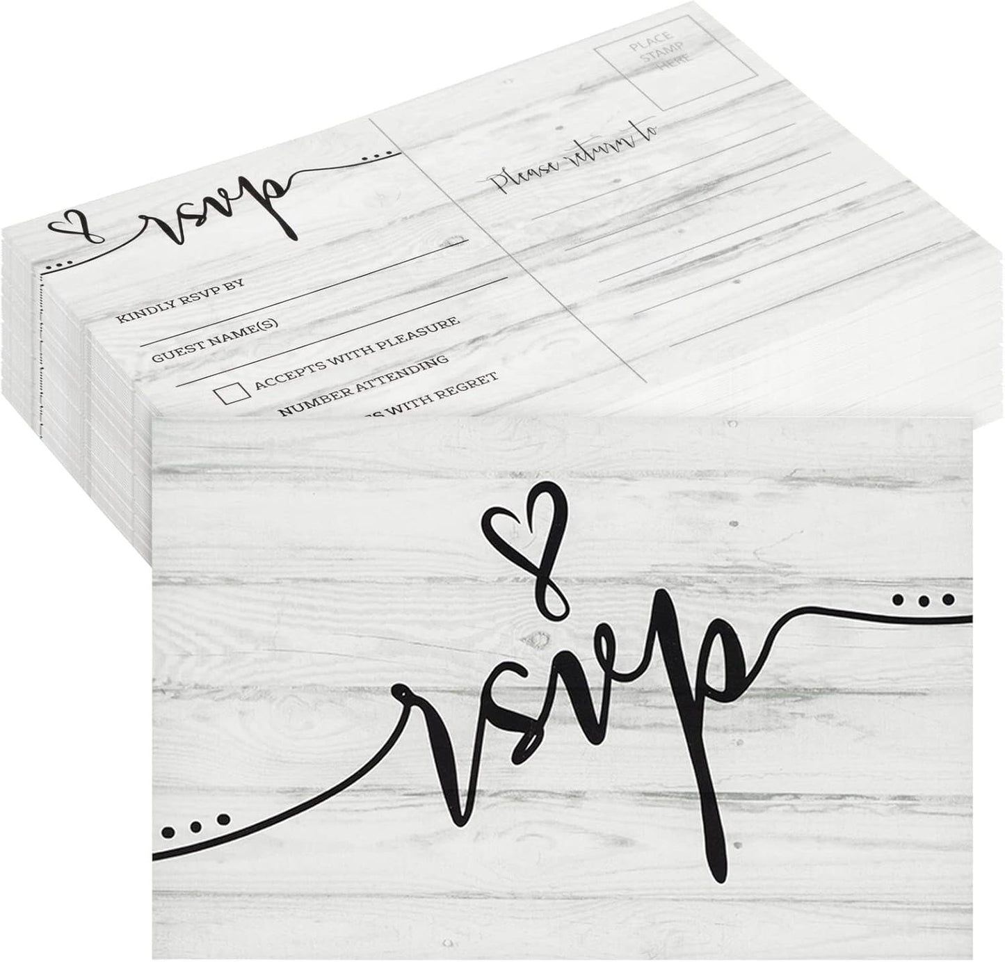 Sustainable Greetings Vintage RSVP Postcards - Envelope-Free Postcard Mailing - Rustic Wedding Shower Cards & Birthday Invitations - Card Stock Bulk Postcards - 4 x 6 in, Pack of 60