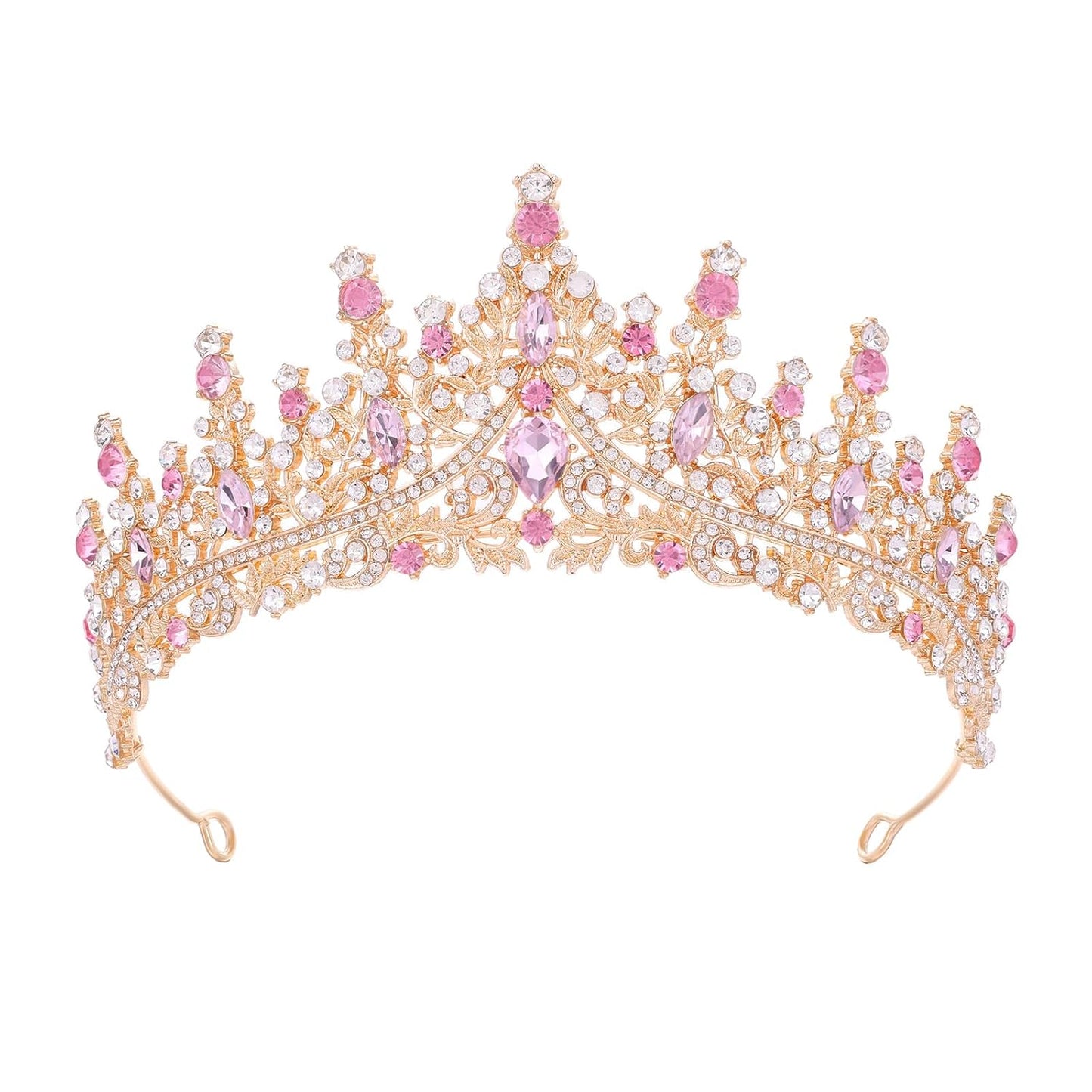 Pink Tiara for Women Crystal Queen Crowns Rhinestone Princess Tiaras for Girl Wedding Headband for Bride Hair Accessories for Halloween Costume Birthday Party Prom Mother's Gifts